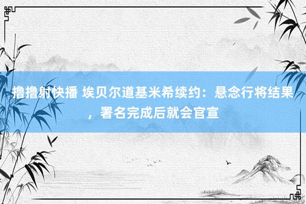 撸撸射快播 埃贝尔道基米希续约：悬念行将结果，署名完成后就会