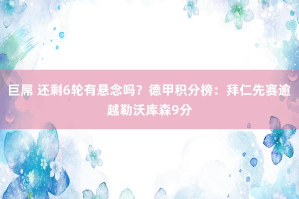 巨屌 还剩6轮有悬念吗？德甲积分榜：拜仁先赛逾越勒沃库森9分